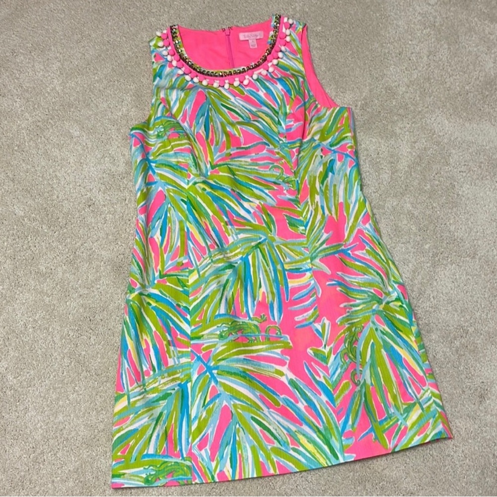 Lilly Pulitzer Mila Shift Dress in Tiki Pink Royal Lime Size 2